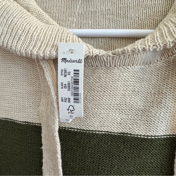 NWT Madewell Clairview Hoodie Sweater in Colorblock, Heather Artichoke, Size XS - Picture 7 of 10